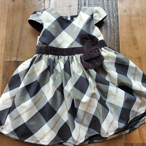 Just One You Black and Gold Plaid Holiday Dress 3-6m